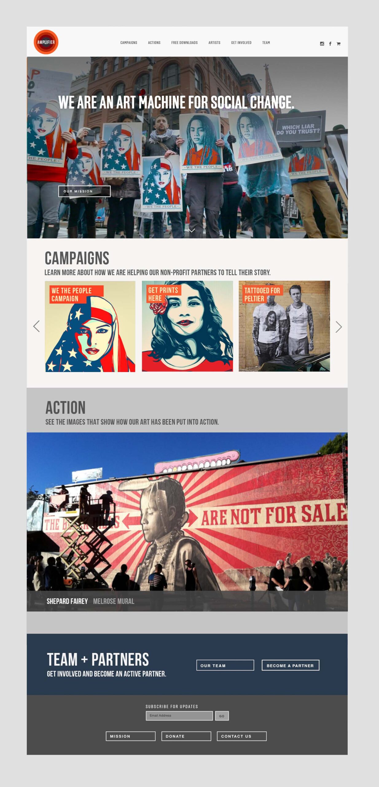 ip Amplifier website landing pages art machine for social change mockup by Design Direction llc scaled