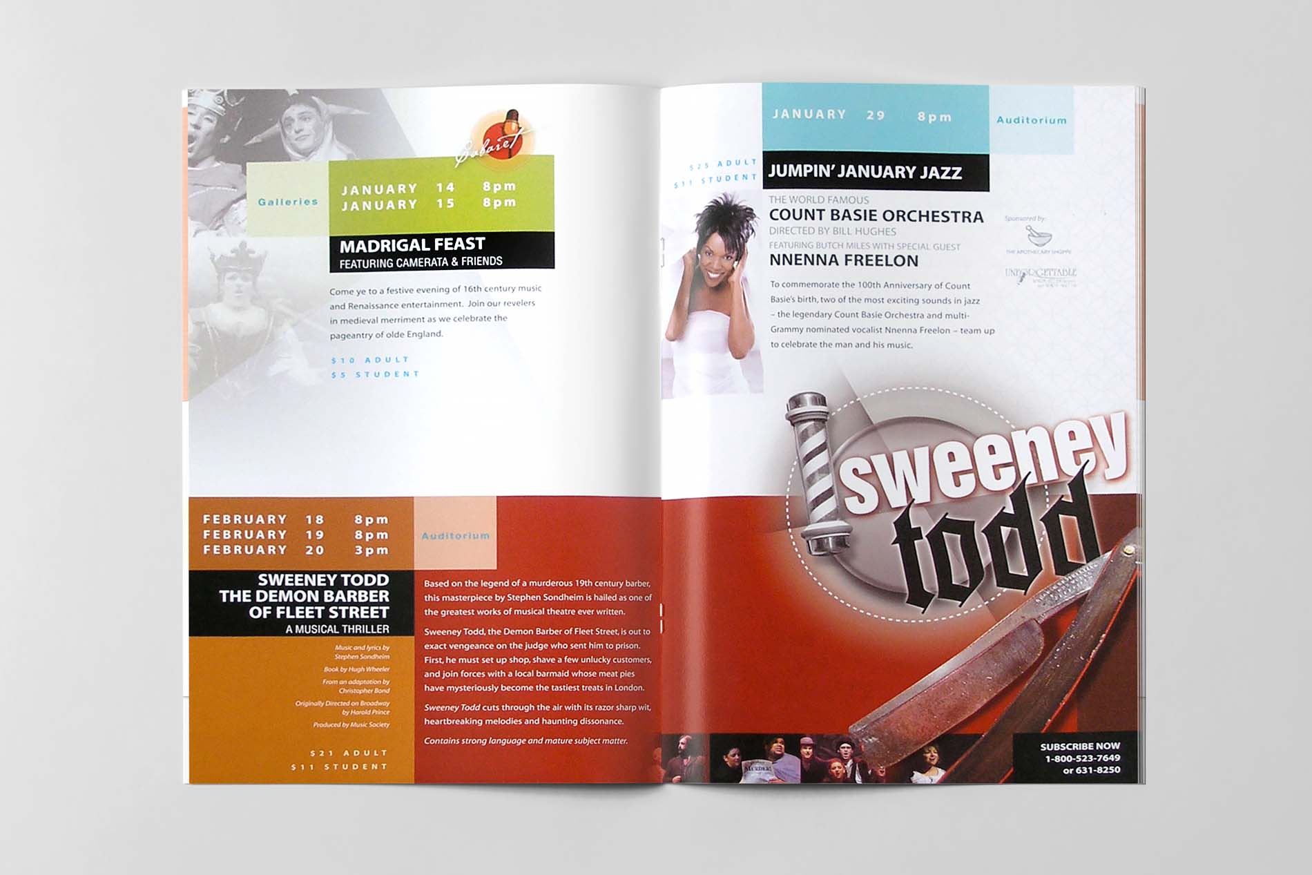 ip Music Society Midland Center for the Arts season catalog spread mockup by Design Direction