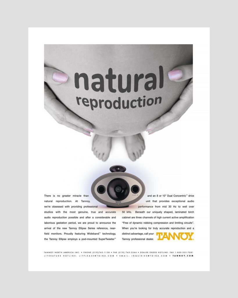 ip Tannoy Natural Reproduction Advertisement and photography by Design Direction llc Clark Most