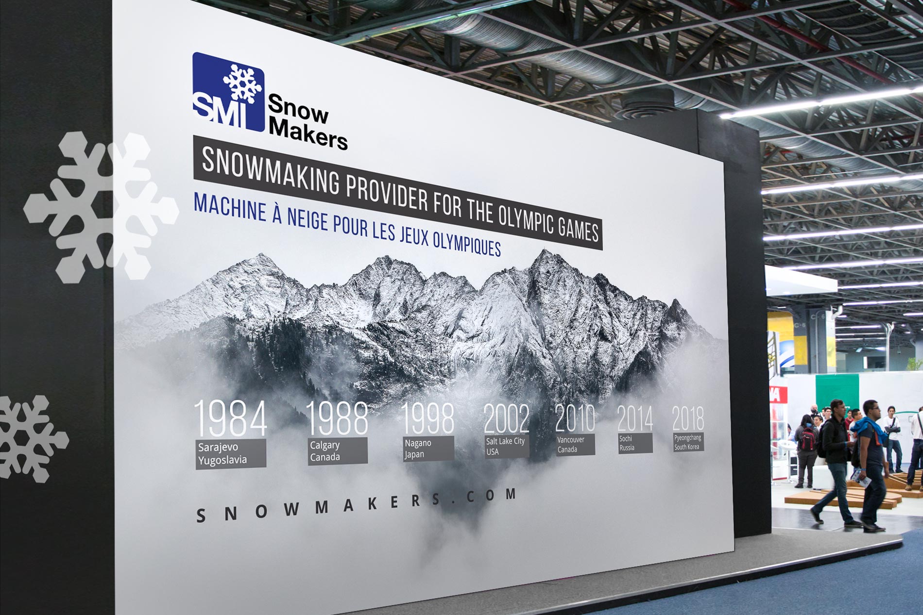 ip SMI SnowMakers Grenoble Tradeshow graphic display mockup by Design Direction llc
